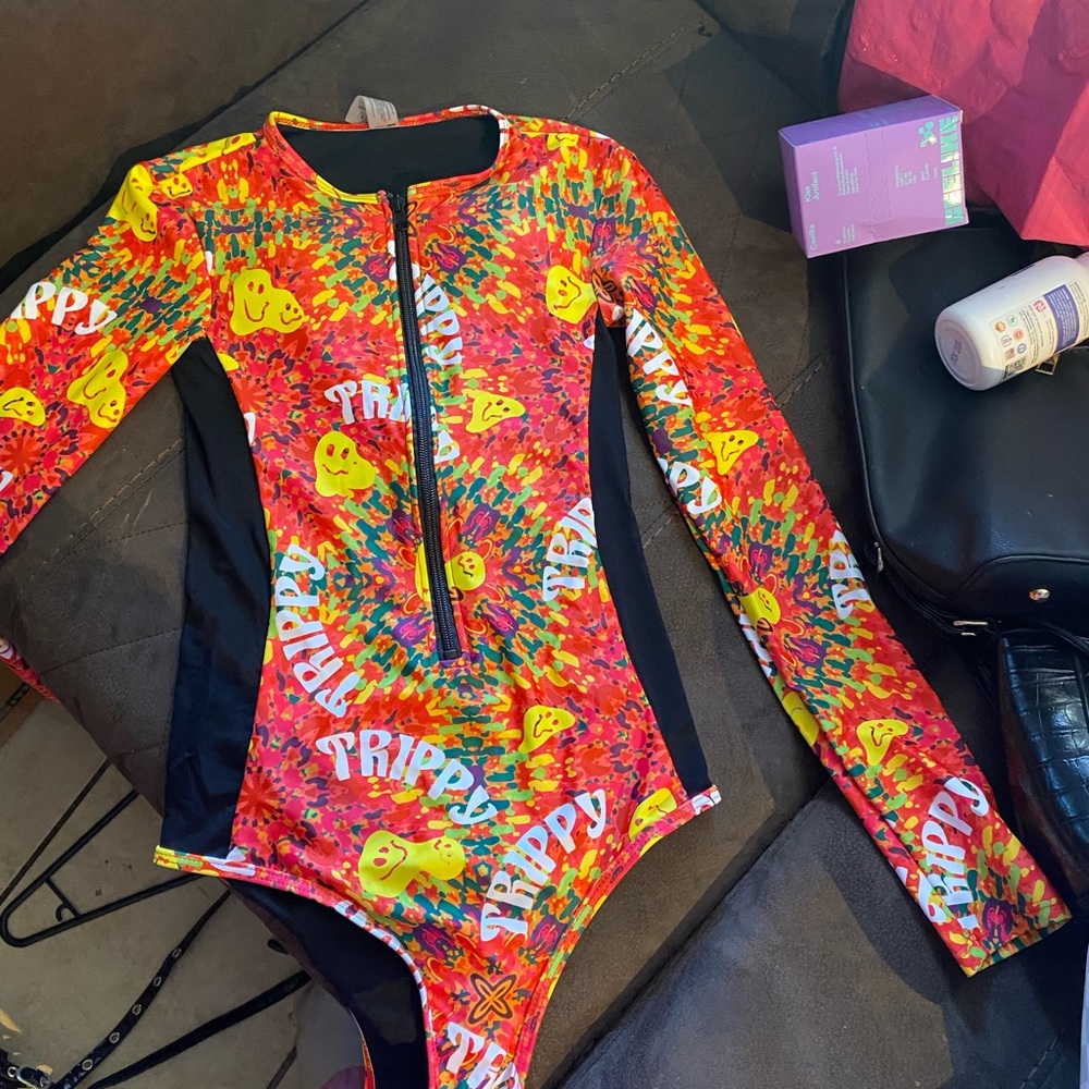 Fashion Nova Multicolor Graphic Bodysuit